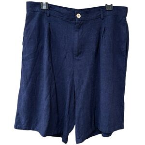 Linen blend high waist navy blue shorts, XL